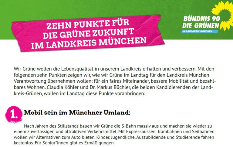 Landtagswahl: 10 Punkte für den Landkreis München