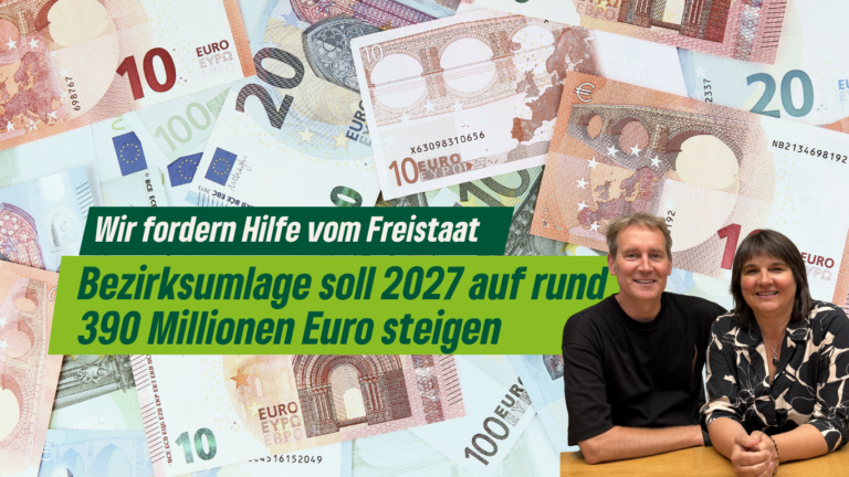 Bezirksumlage soll 2027 auf rund 390 Millionen Euro steigen